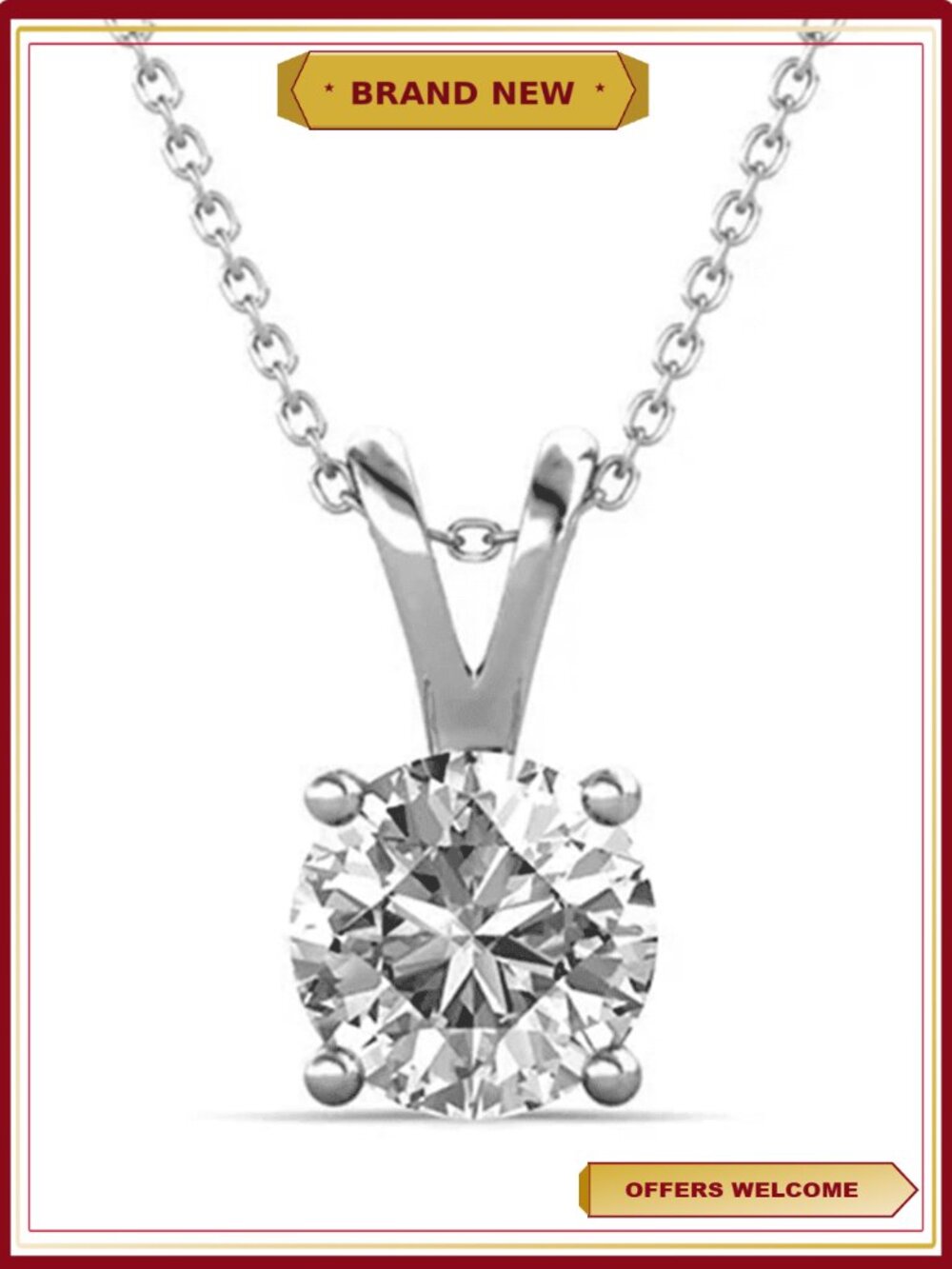 18k White Gold Plated Silver Pendant Necklace with Swarovski Crystal for Women